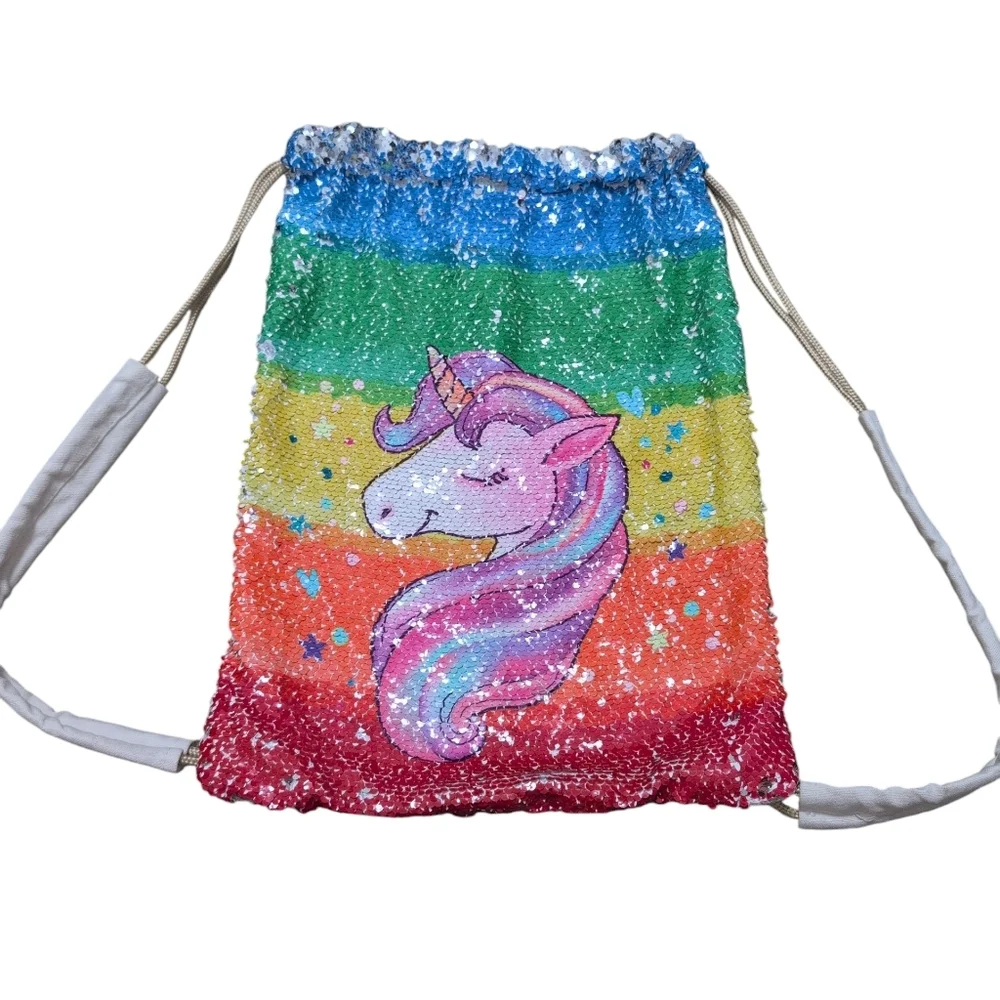 Unicorn Sequin Canvas Cinch Bag Little Girl Accessories‎